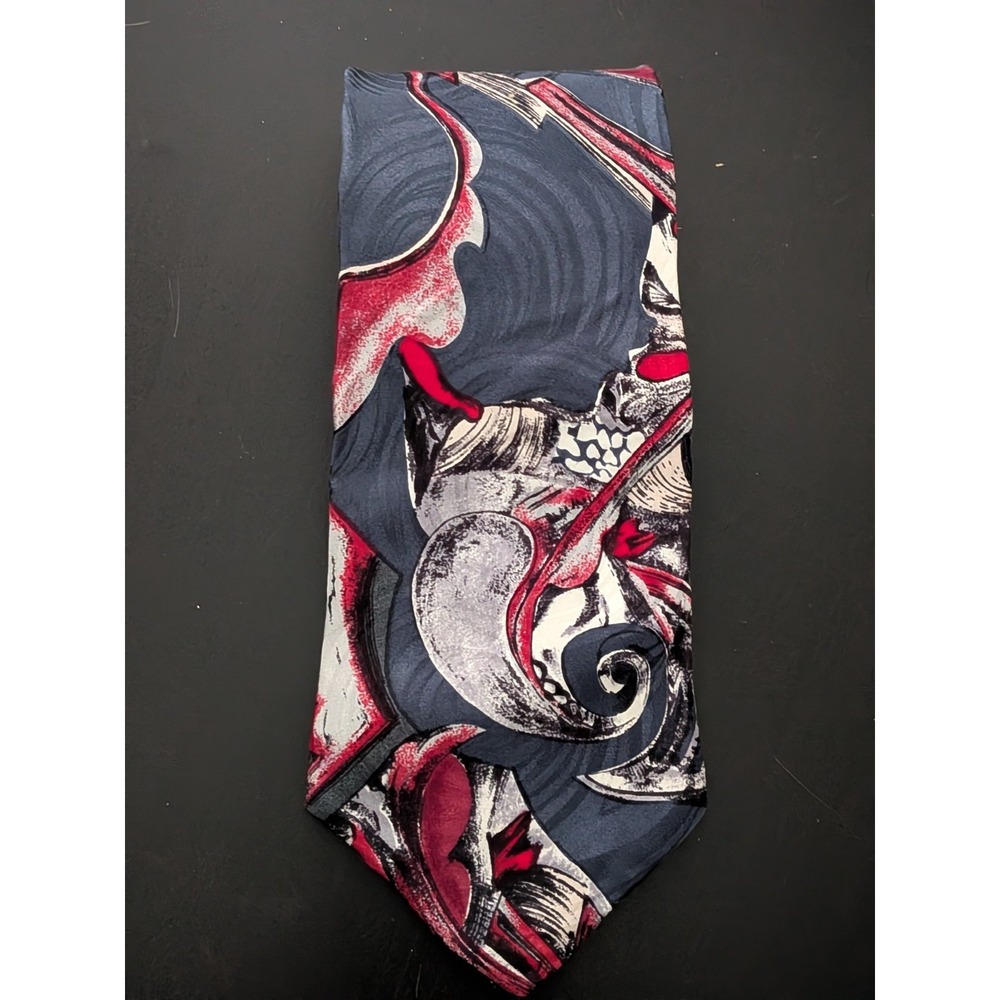 JT Beckett Tie Silk Necktie Abstract Floral Blue Red Multi 60"‎